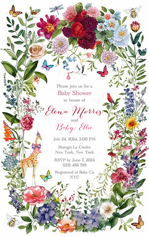 Whimsical Botanical Garden Baby Shower Invitation suite