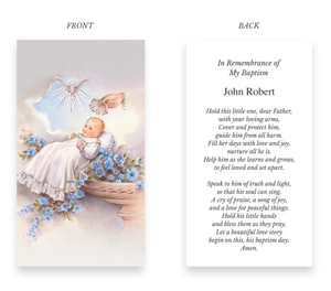 Baptism Baby Boy Souvenir Prayer Card Stampita