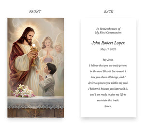 First Communion Stampita Souvenir Prayer Card for Boys A