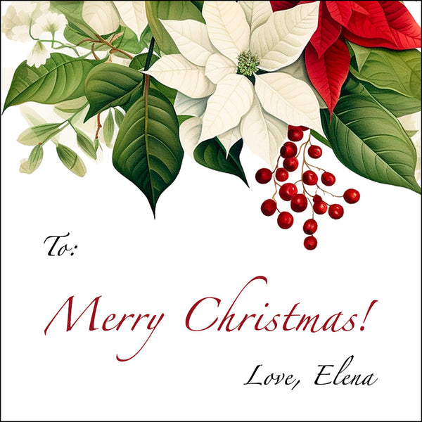 Stunning Flowers Christmas Gift Tag Pepa Prints