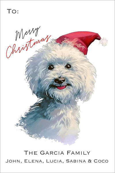 Fluffy White Dog Christmas Gift Tag – Pepa Prints