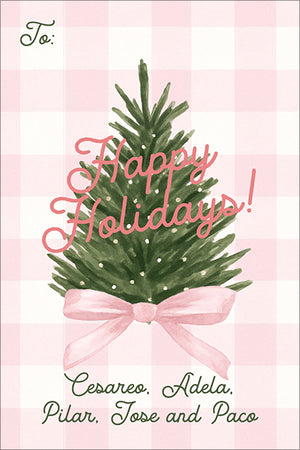 Gingham Bow Christmas Gift Tag