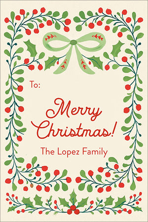 Ornate Vines Christmas Gift Tag