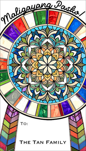 Stained Glass Parol Christmas Gift Tag