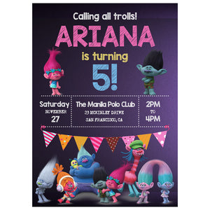Trolls Themed Birthday Invitation