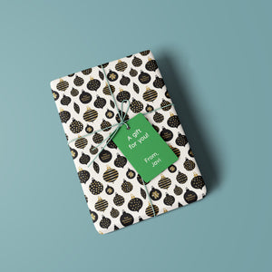 Black Christmas Balls Personalized Gift Wrapping Paper