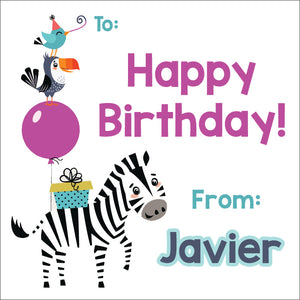 Animal Troupe birthday gift tag