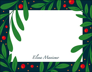 Blue Bordered Berries Christmas Gift Tag or Notecard