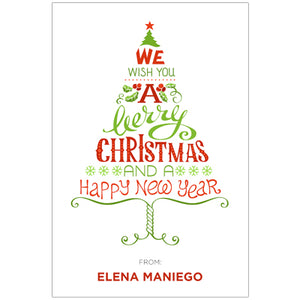 Wordy Christmas Tree Holiday Gift Tag