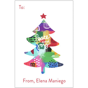Artsy Christmas Tree Christmas Holiday Gift Tag