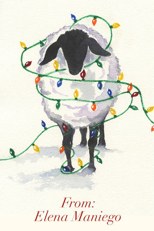 Artsy Sheep Christmas Holiday Gift Tag