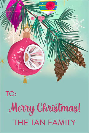 Aqua Blue Christmas Gift Tag