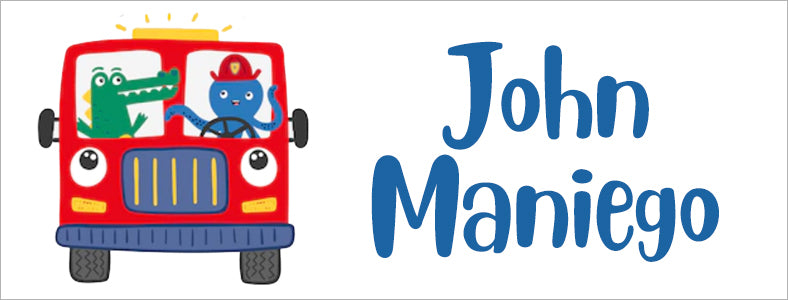 Dino Truck Themed Kiddie Label