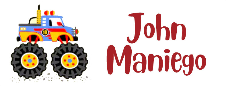 Monster Truck Themed Kiddie Label