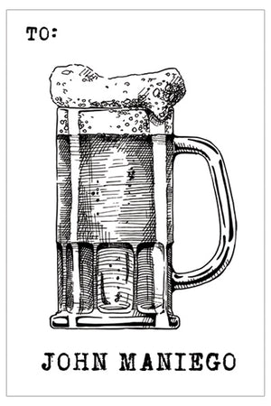 Beer Mug Sketch For Men Gift Tag