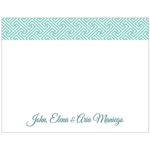 Aqua Patterned Personalized Boxed Note Cards