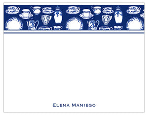 Blue China Personalized Note Cards