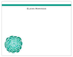 Aqua Rose Personalized Note Cards