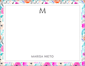 Blooming Floral Border Themed Notecard