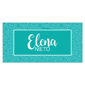 Beautiful Blue Floral Pattern Name Label