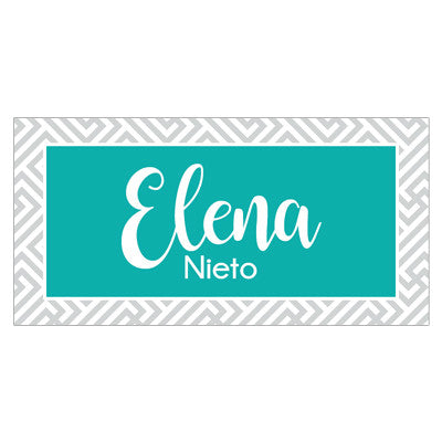 Blue-Gray Chevron Pattern Name Label