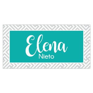 Blue-Gray Chevron Pattern Name Label