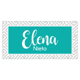 Blue-Gray Chevron Pattern Name Label