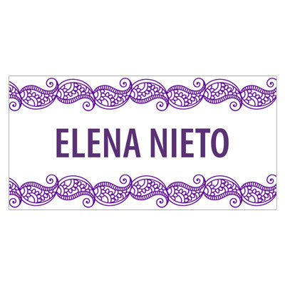 Purple Doodle Name Label