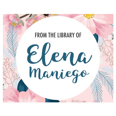 Floral Calligraphy Library Name Label