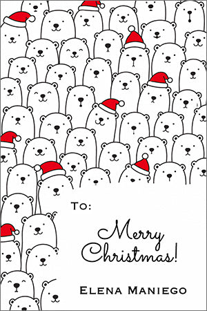 Sea of Polar Bears Christmas Gift Tag