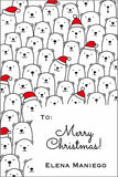 Sea of Polar Bears Christmas Gift Tag