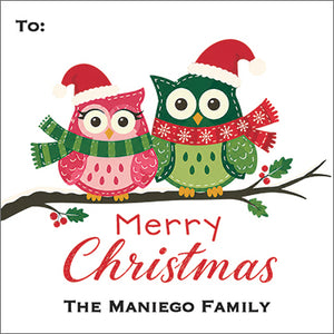 Christmas Owls Holiday GIft Tag
