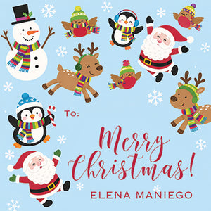 Jolly Christmas Characters Holiday Gift Tag