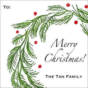 Pine Wreath Christmas Gift Tag