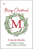 Pine Monogram Wreath Christmas Gift Tag