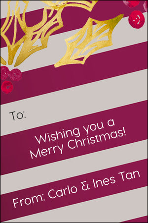 Plum and Gold Christmas Gift Tag