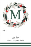 Green Monogram Christmas Gift Tag