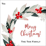 Silvery Green Wreath Christmas Gift Tag