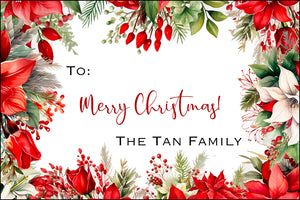 Vibrant Floral Christmas Gift Tag