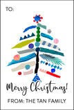 Blue Holiday Tree Christmas Gift Tag
