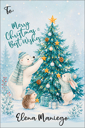 Artsy Polar Bear Christmas Gift Tag