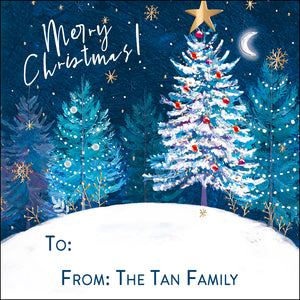 Midnight Trees Christmas Gift Tag