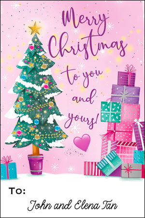 Purple Holiday Christmas Gift Tag