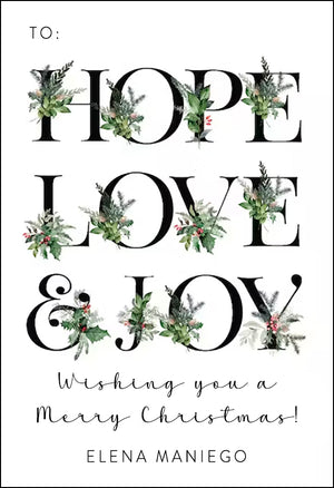 Hope Love Joy Christmas Gift Tag