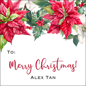 Watercolor Florals Christmas Gift Tag