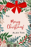 Big Red Bow Floral Christmas Gift Tag