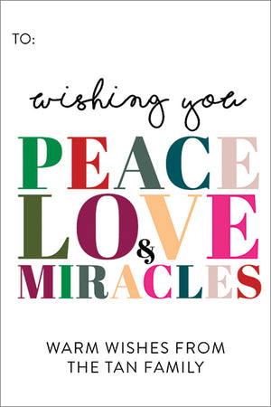 Peace, Love, Miracles Christmas Gift Tag