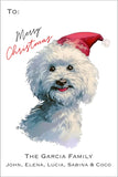 Fluffy White Dog Christmas Gift Tag