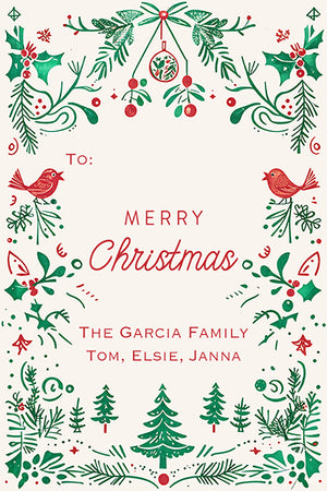 Hand Drawn Whimsical Christmas Gift Tag