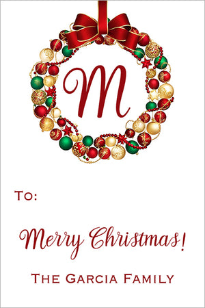 Holly Monogram Christmas Gift Tag